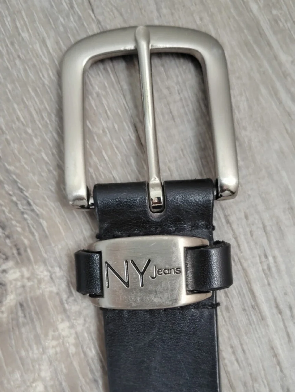 Women Black Leather Belt with Gold Buckle